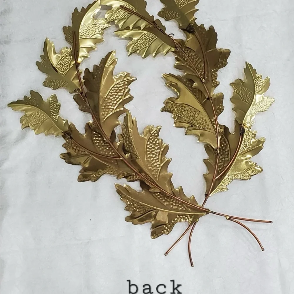 Vintage Home Interior Home Interior, A Pair-Botanical Gold Leaf Wall Decor 17”